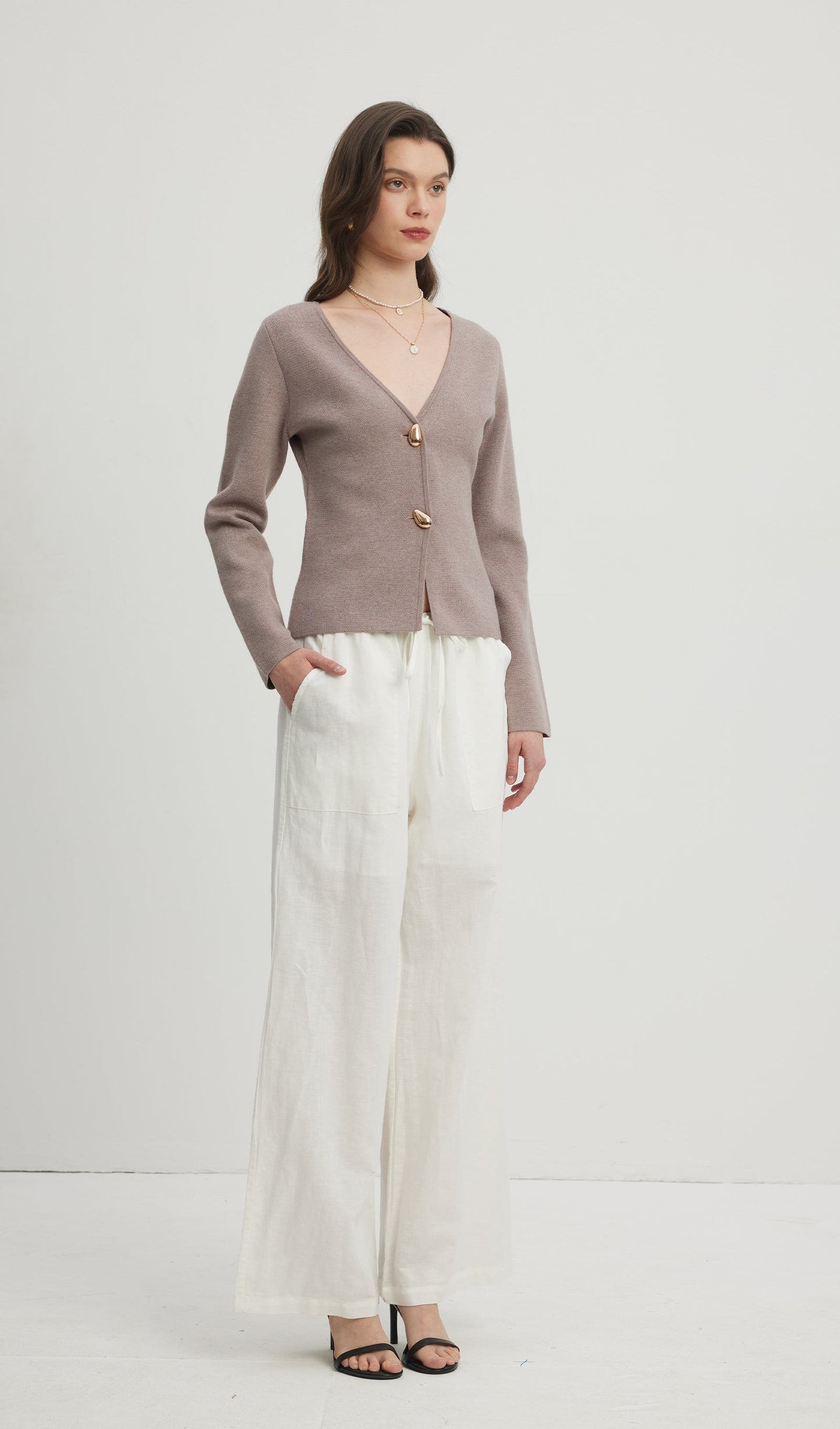 Loose Tie Pants White