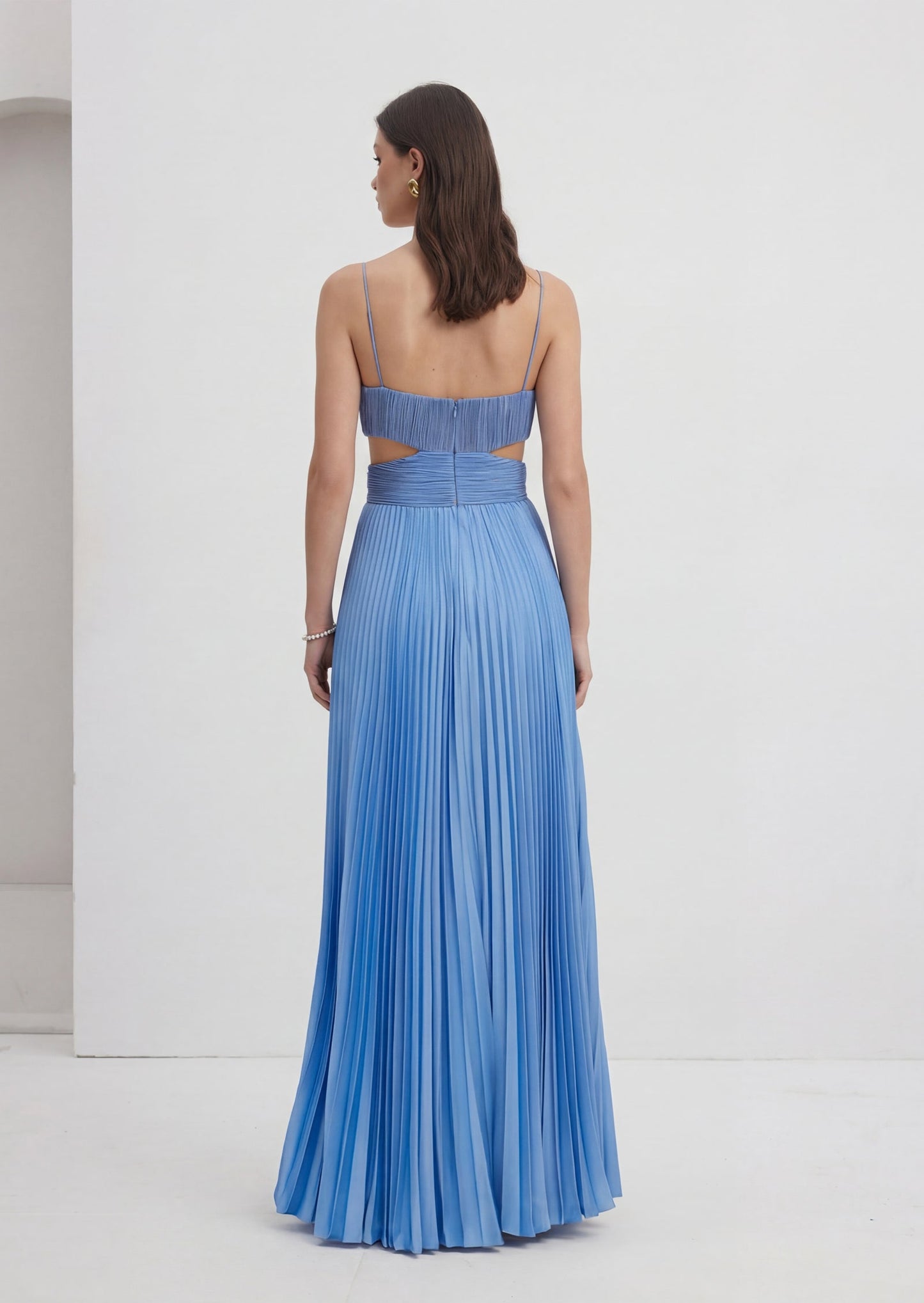 Sleeveless Cutout  Pleated Maxi Dress