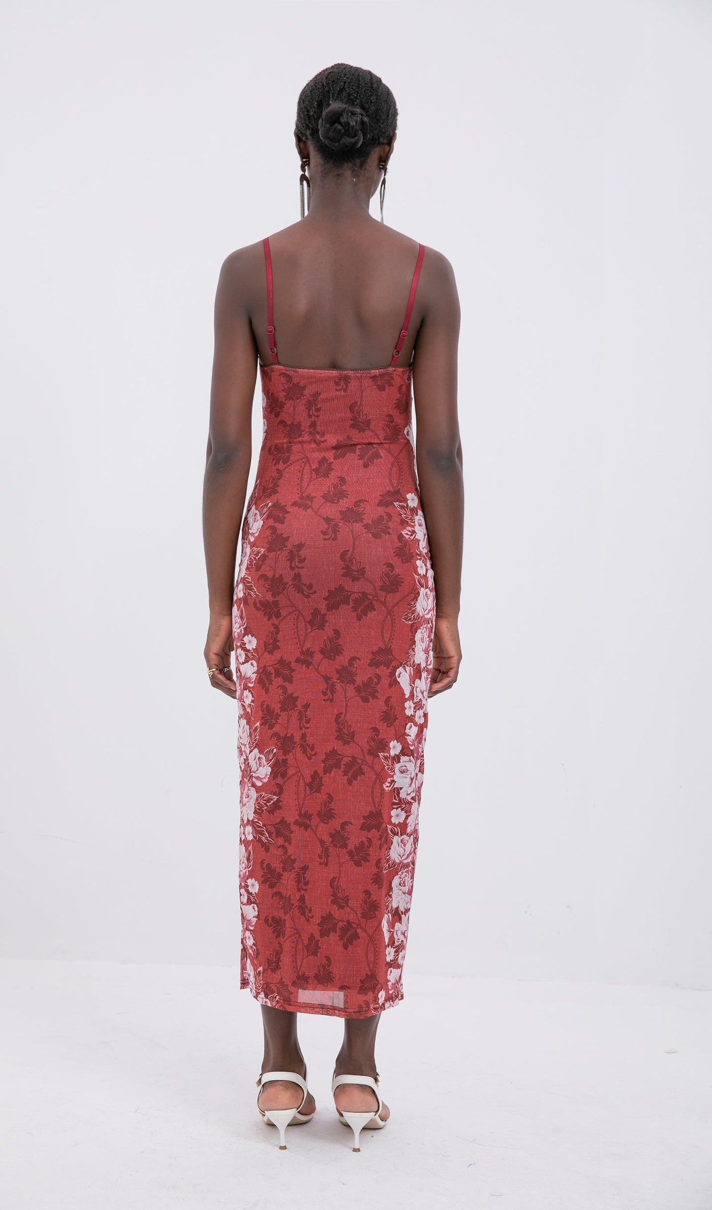 Trendy Floral Rose Stripe Maxi Dress