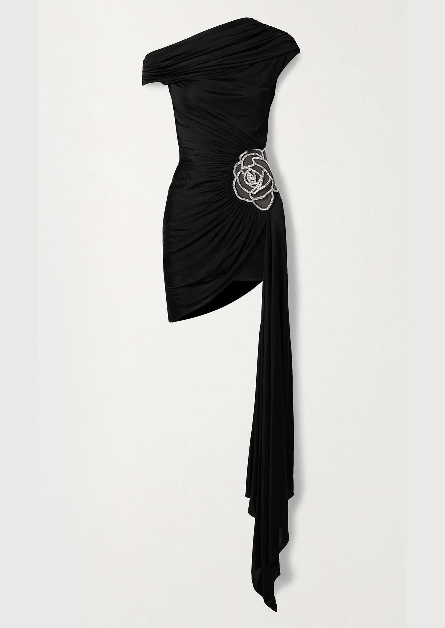 Rhinestone Bandage One Shoulder Mini Dress