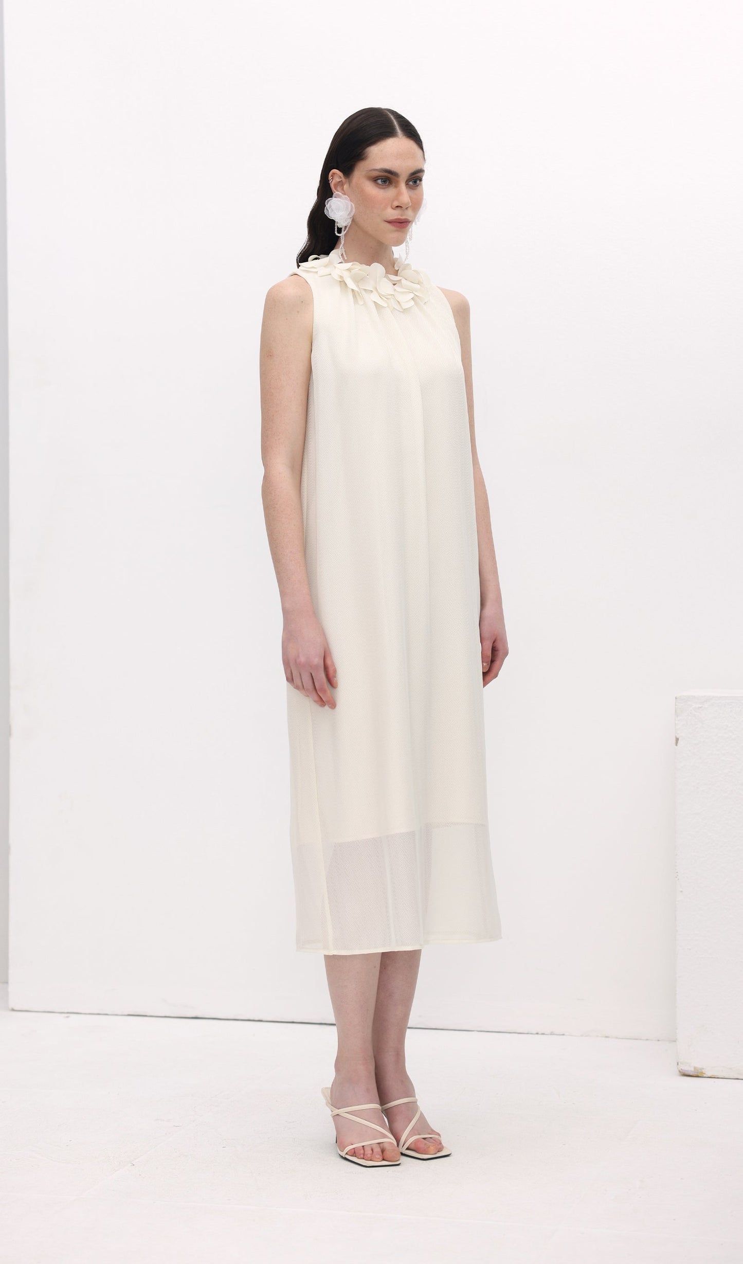 Petal Collar Halter Midi Dress