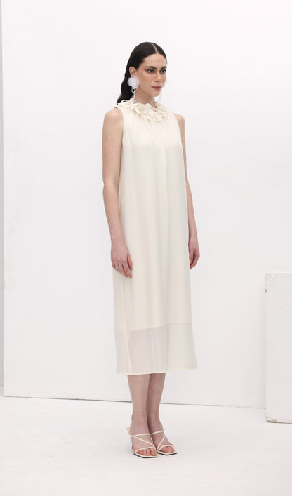Petal Collar Halter Midi Dress