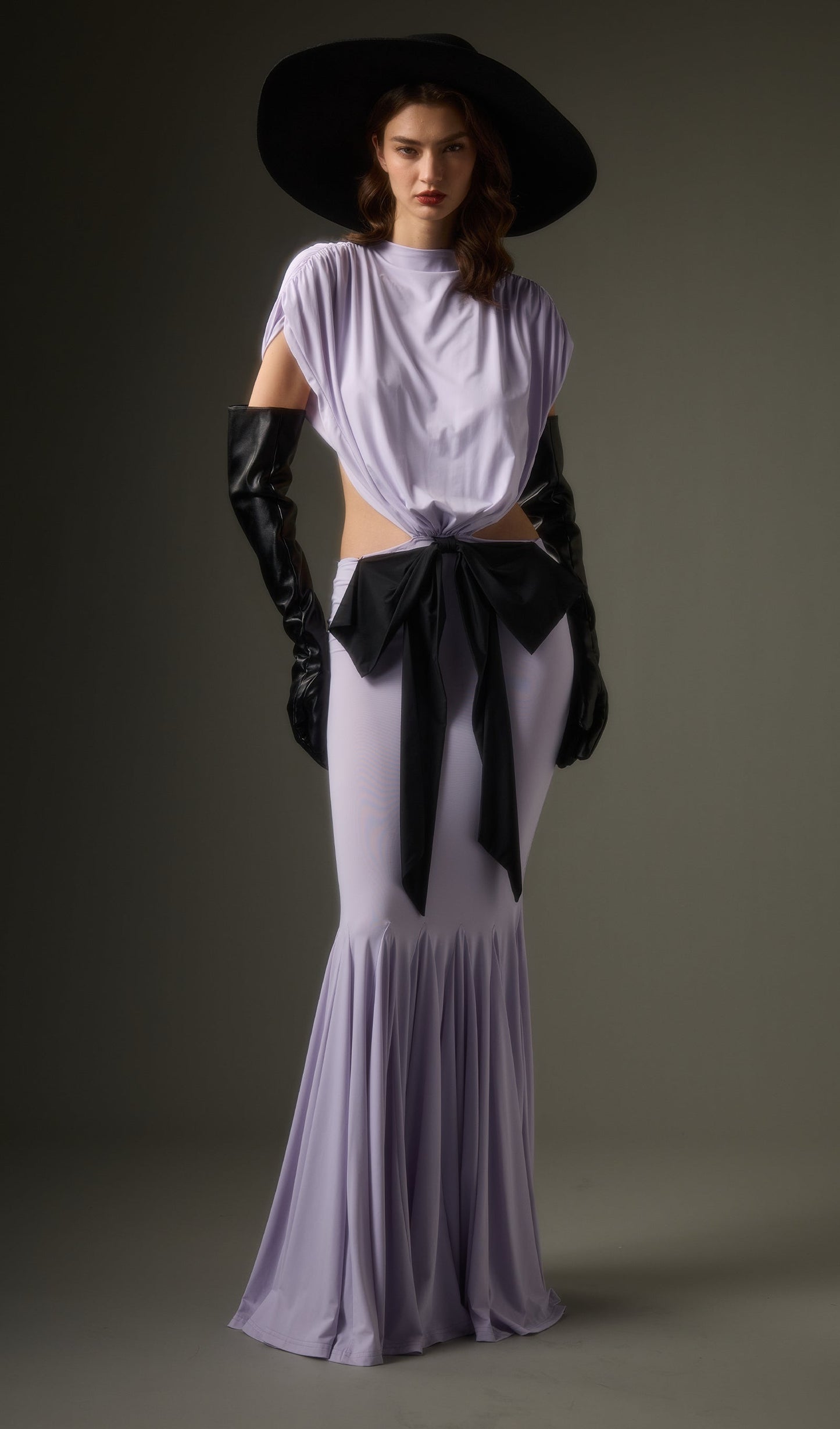 Solid Jersey  Cut Out Detail Maxi Dress In Purple