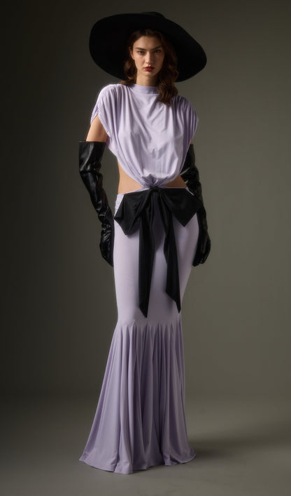Solid Jersey  Cut Out Detail Maxi Dress In Purple