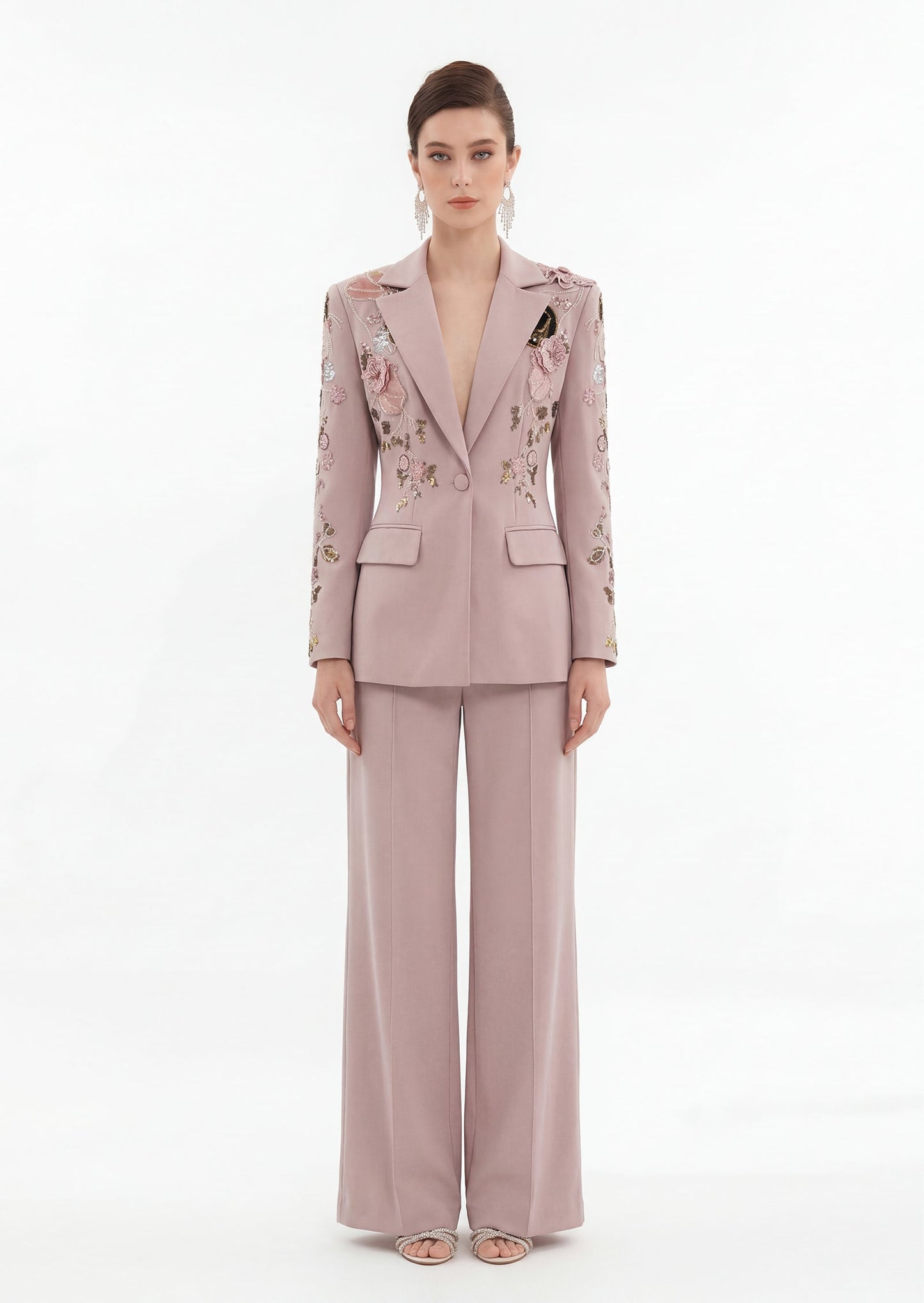 Dekia Sequin Floral Embroidery Suit