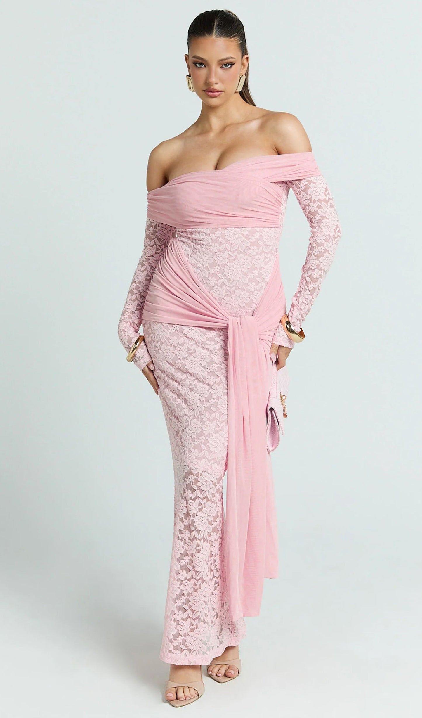 Off The Shoulder Sash Bodycon Dress
