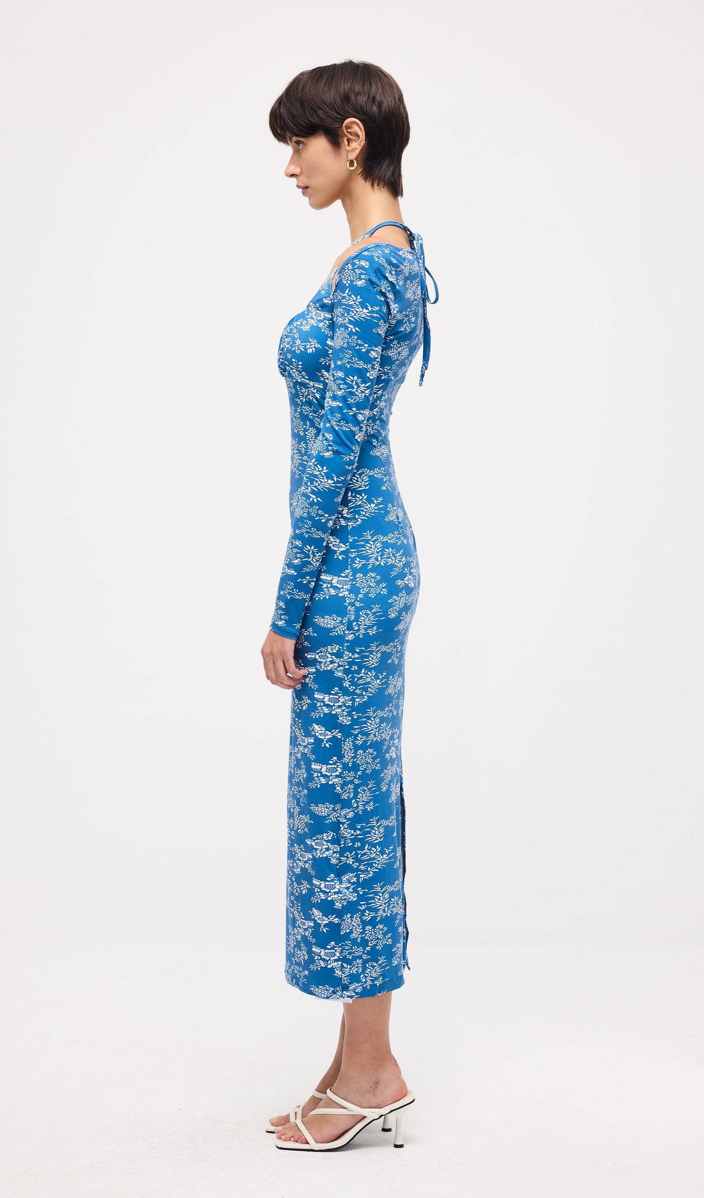 Floral Slim Split Midi Dress