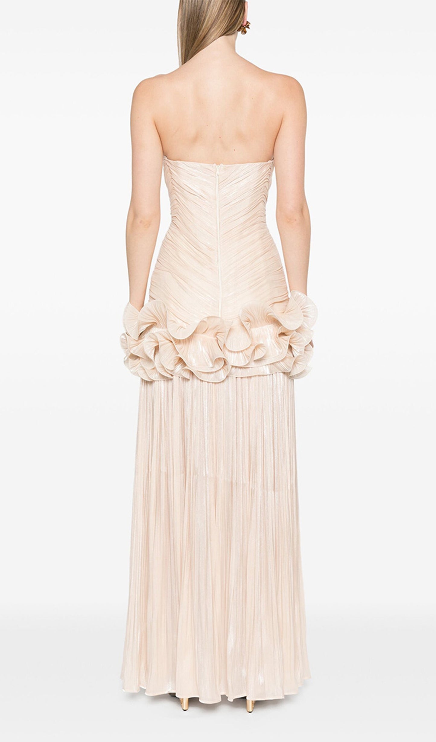 Slim Strapless Ruffle Maxi Dress