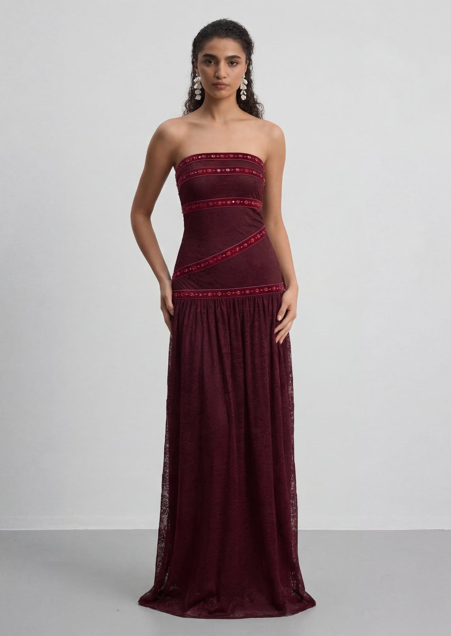 Marnie Strapless Lace Maxi Dress