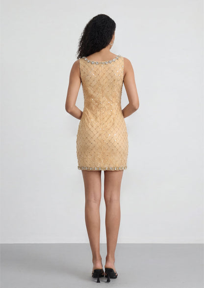 Diamond Pattern And Sequin Mini Dress