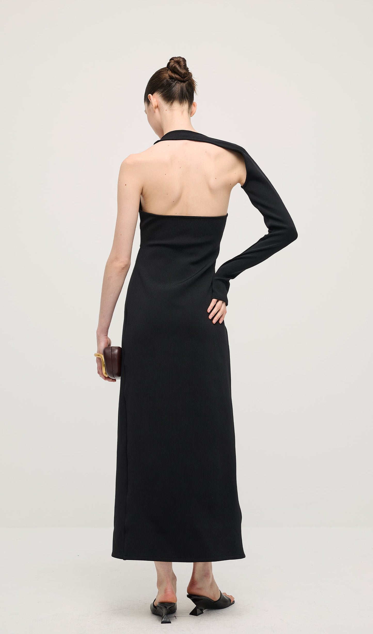 Manifesto Sleeve Midi Dress In Black
