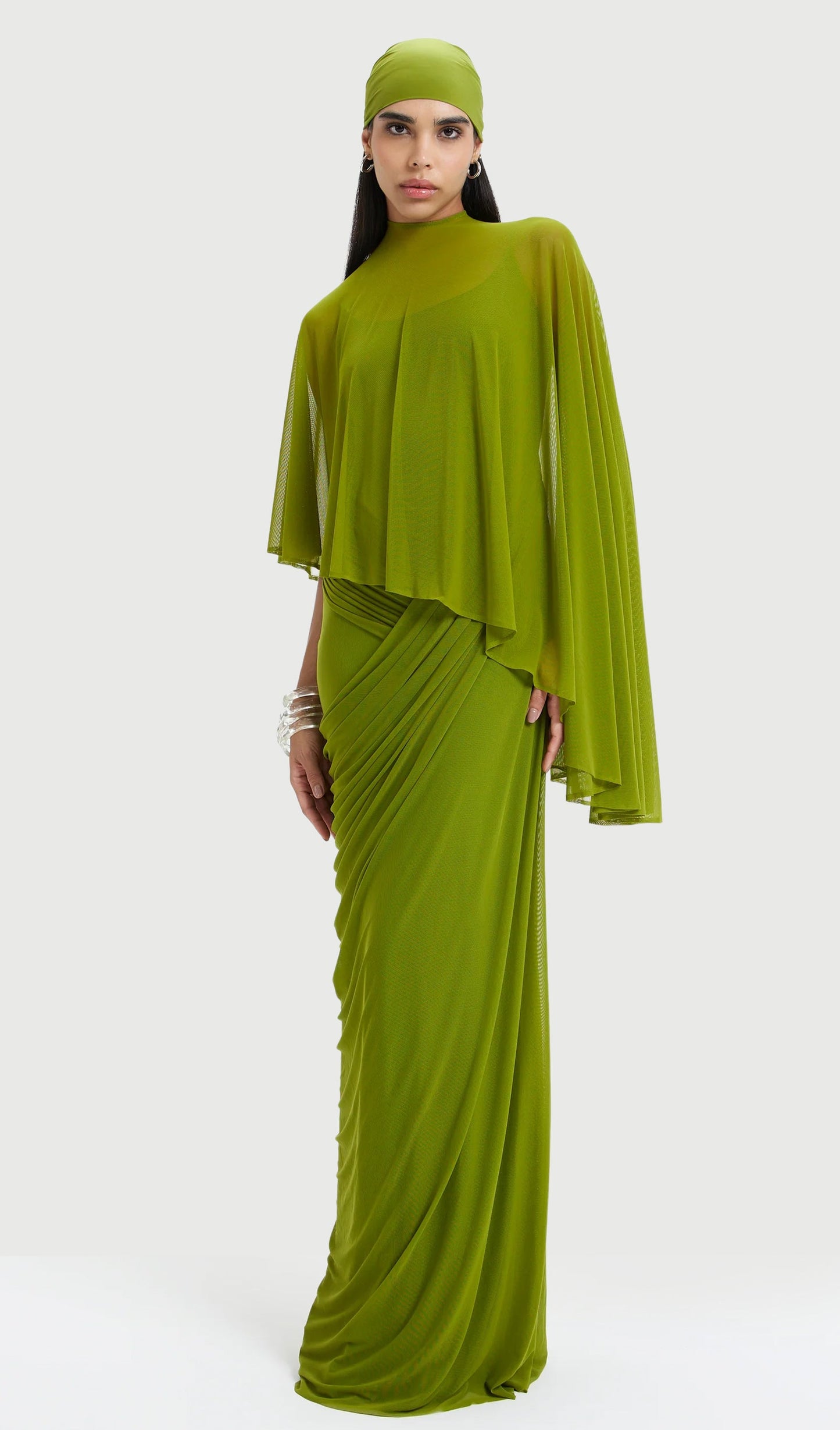 Shawl Camisole Maxi Dress With Pleats