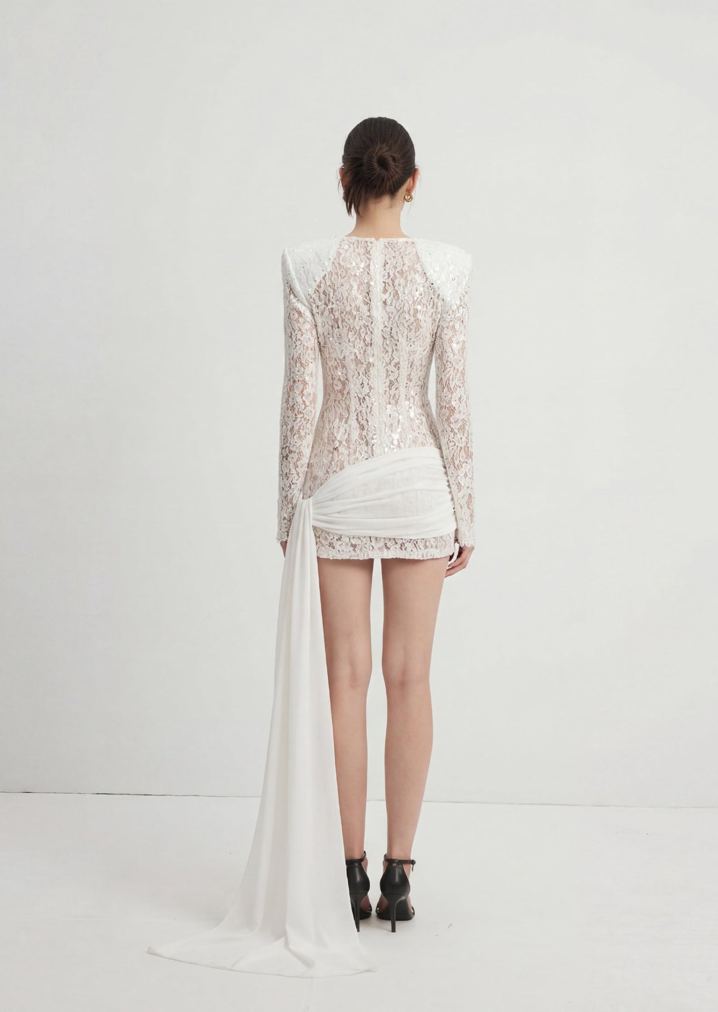 Sequin Embellished Lace Mini Dress