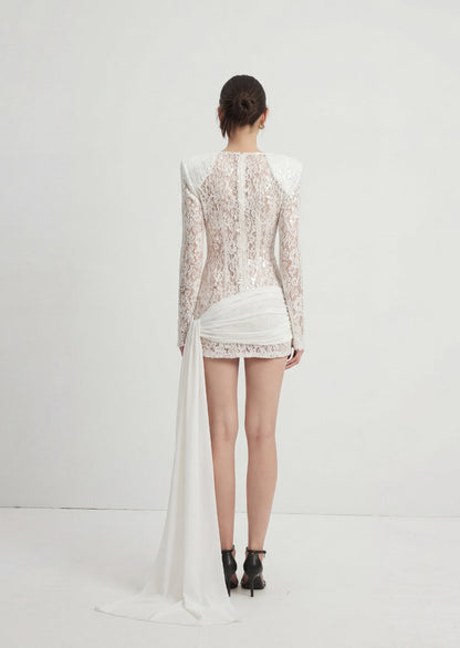 Sequin Embellished Lace Mini Dress