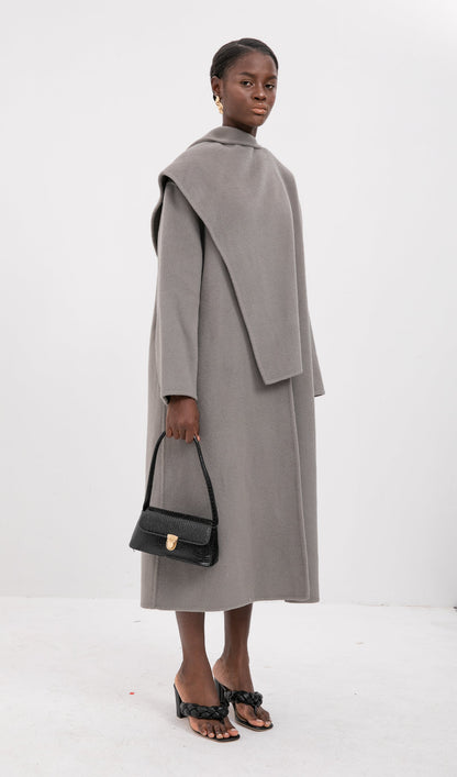 Trendy Oversized Cape Style Coat-Grey
