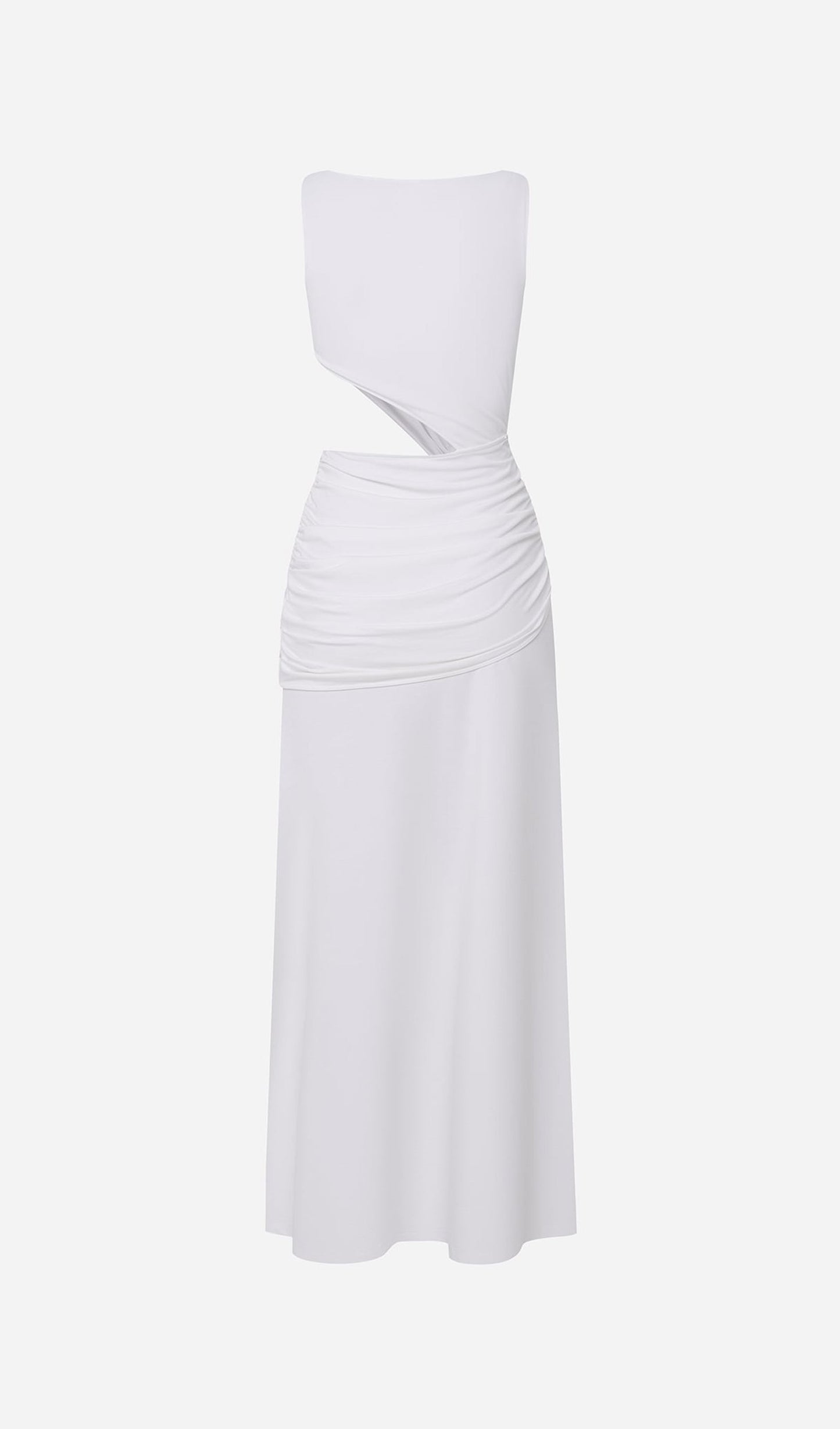 Draping And Shell Decorations Maxi Dress White