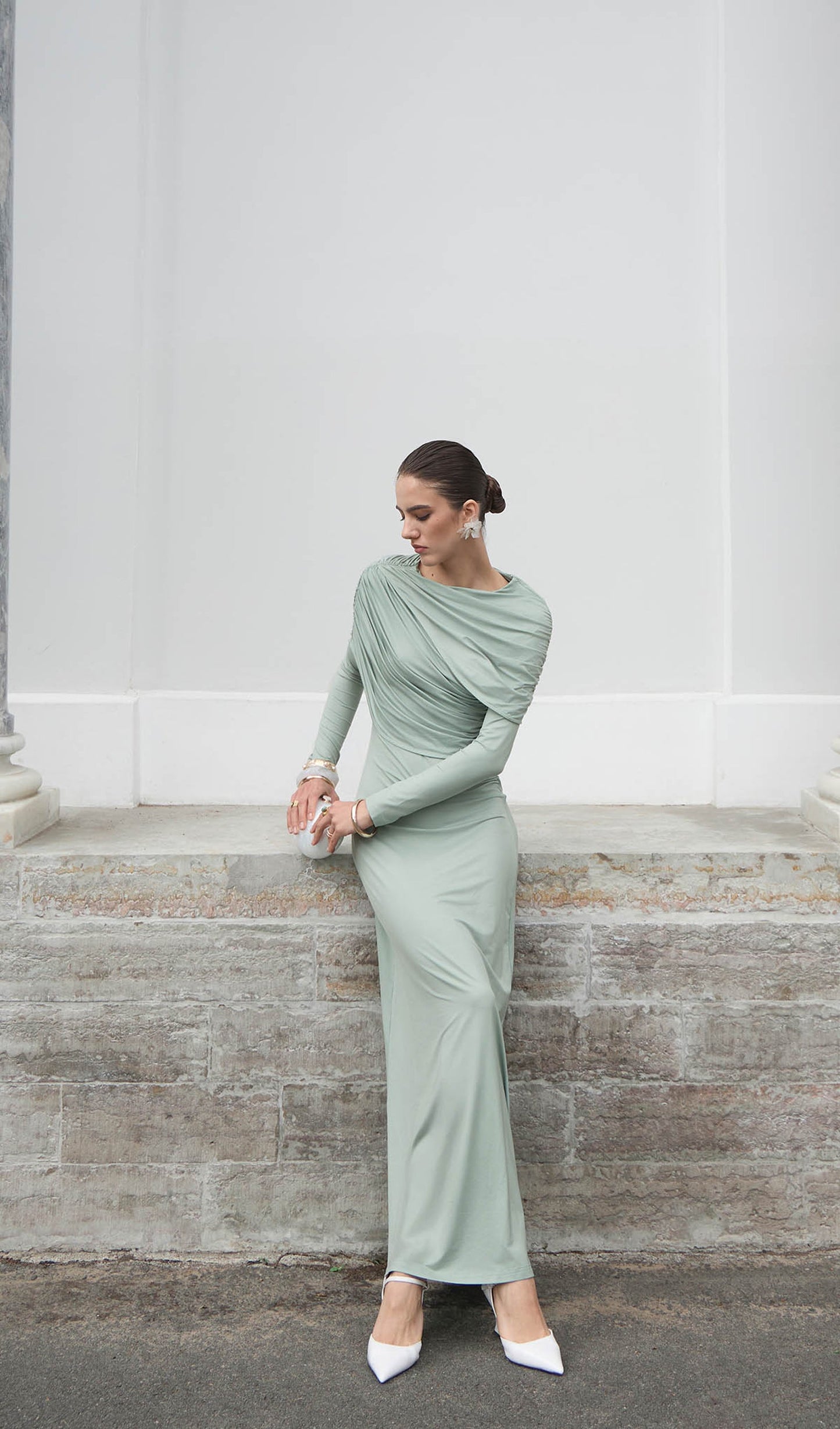Knitted Maxi Dress With Pleats