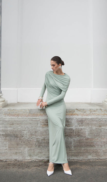 Knitted Maxi Dress With Pleats