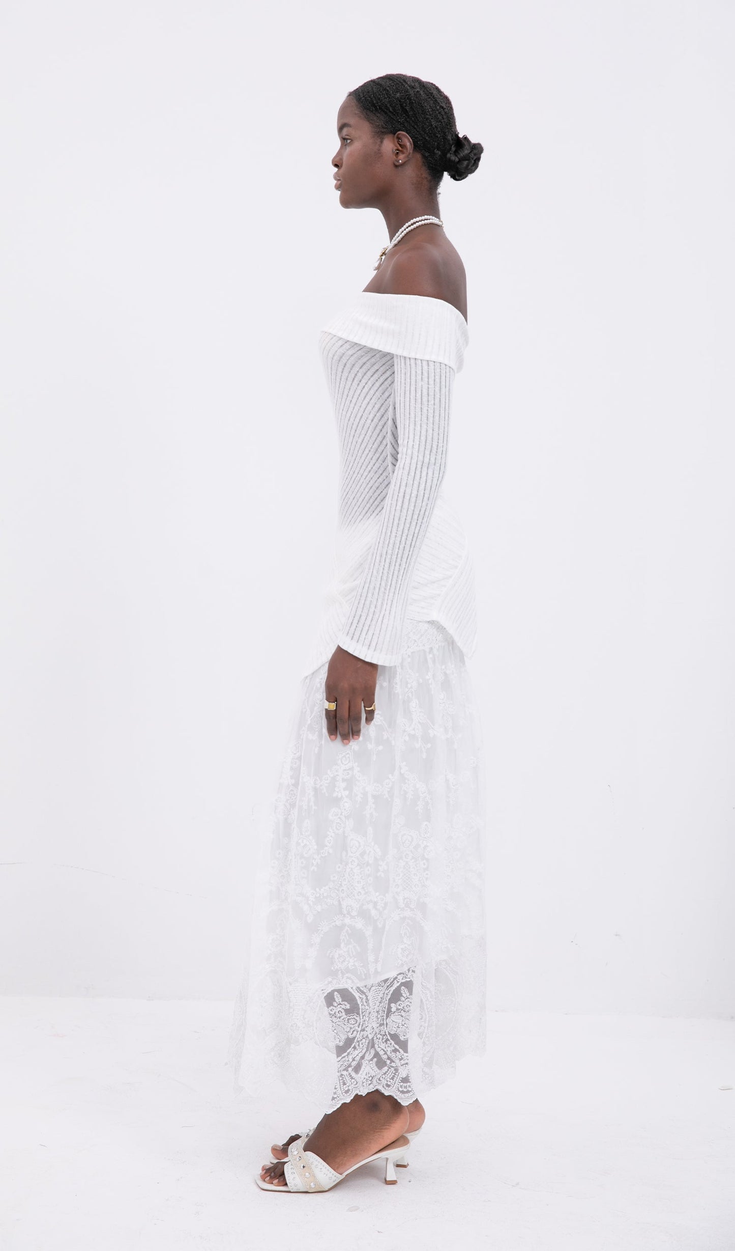 Lace Flared Maxi Skirts