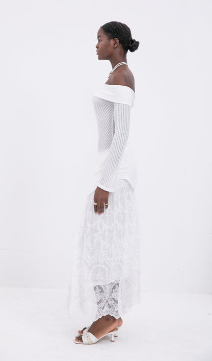 Lace Flared Maxi Skirts