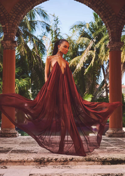 Arlet Halter Chiffon Maxi Dress