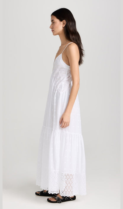 Hollow Embroidery Slip Midi Dress