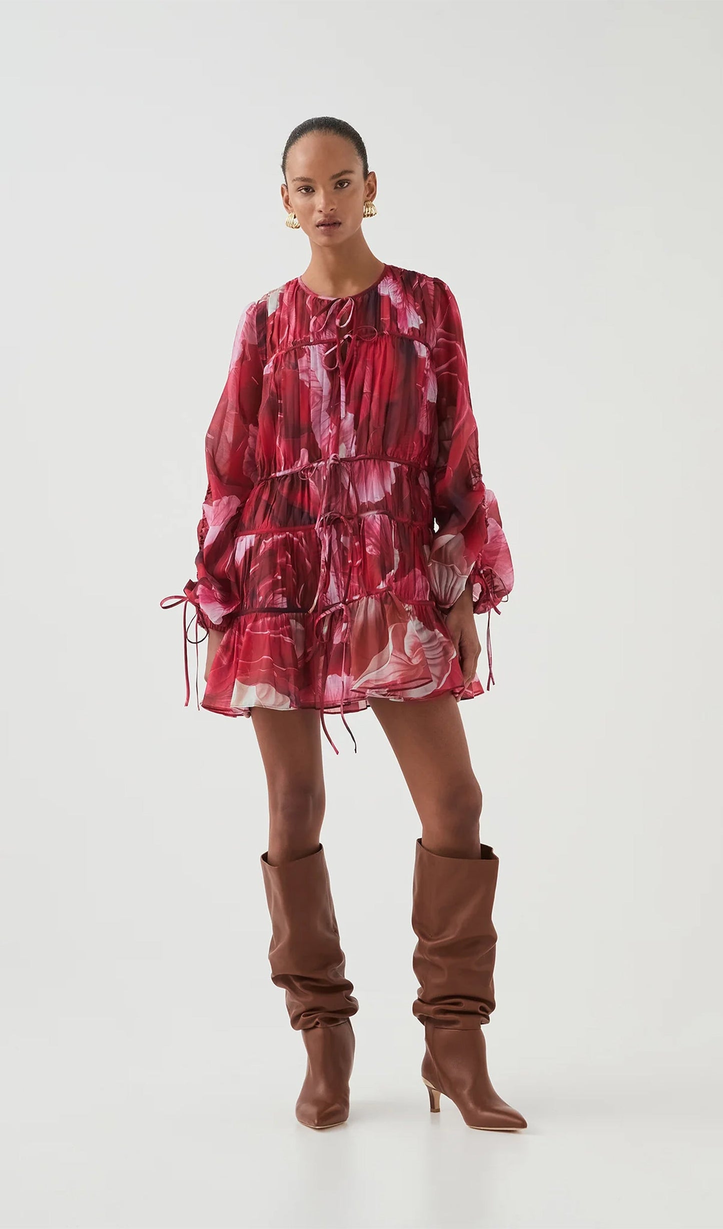 Floral Ruching Mini Dress