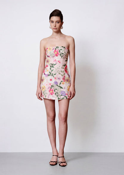 Ulama Strapless Mini Dress In Floral