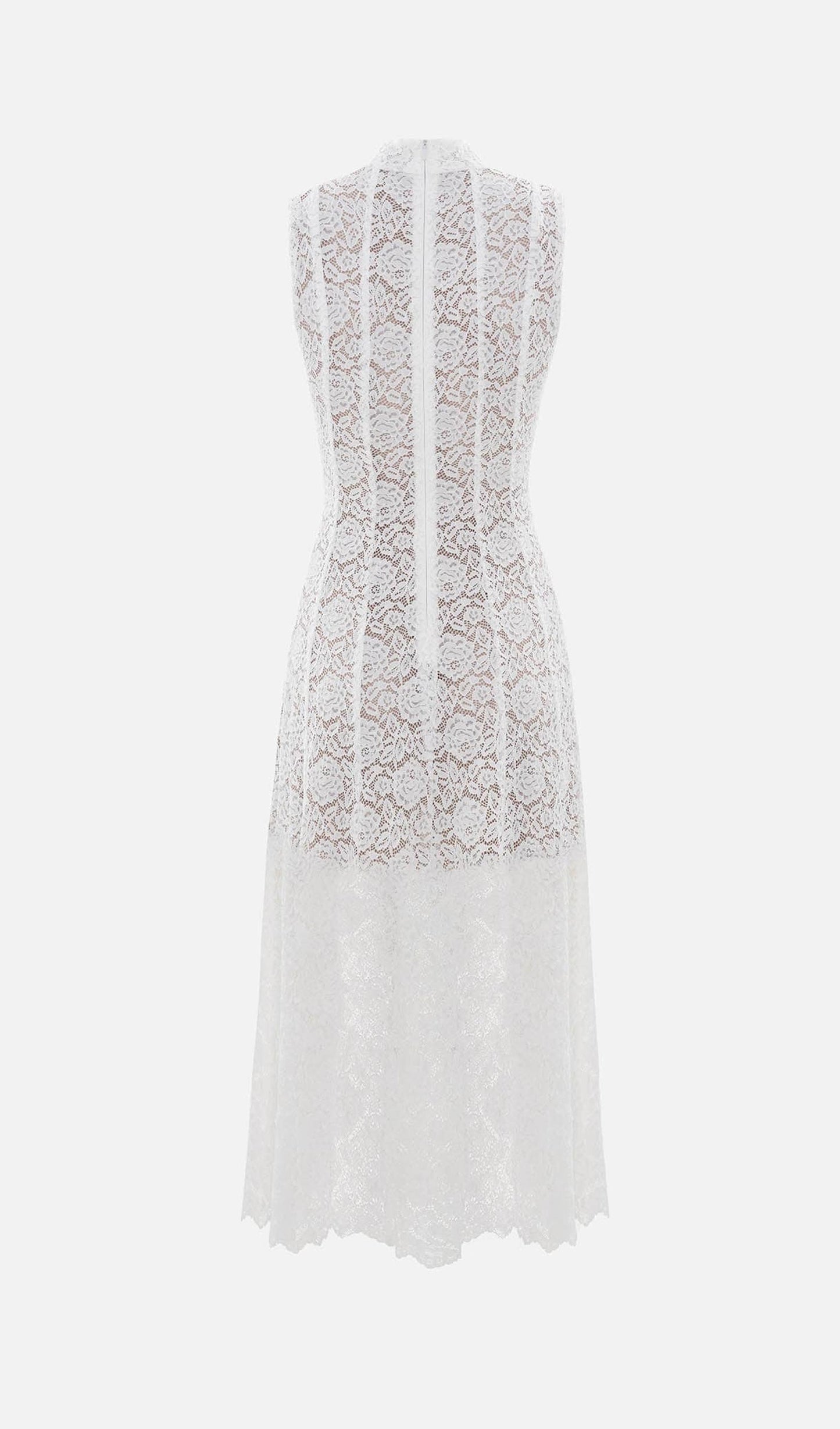 Guipure Midi Dress With High Collar