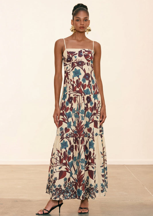 Simber Floral-Print Cotton Poplin Maxi Dress