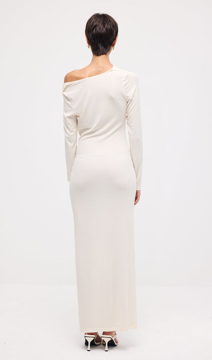 Draped Twist Knit Maxi Dress