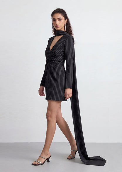 Stripe Blazer Ruffle Mini Dress
