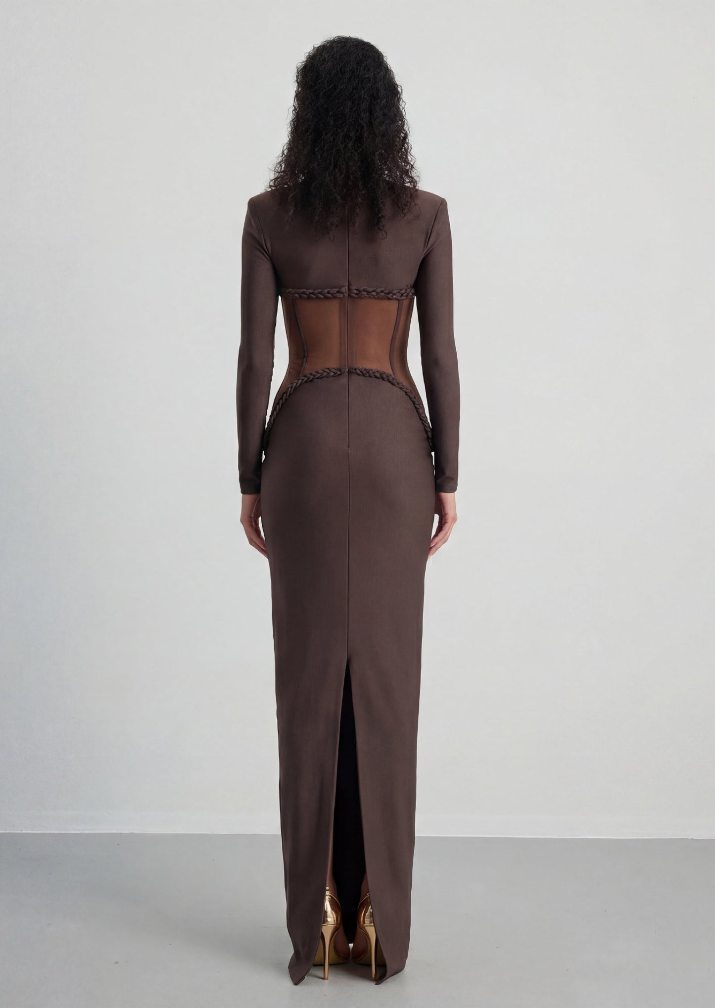 Sheer Corset-Inspired Maxi Gown