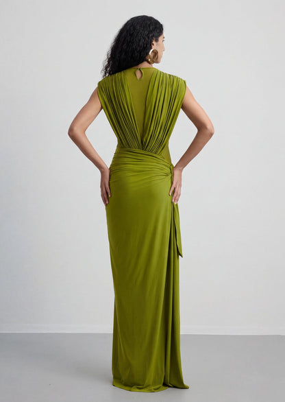 Peyton Draped High Slit Maxi Dress