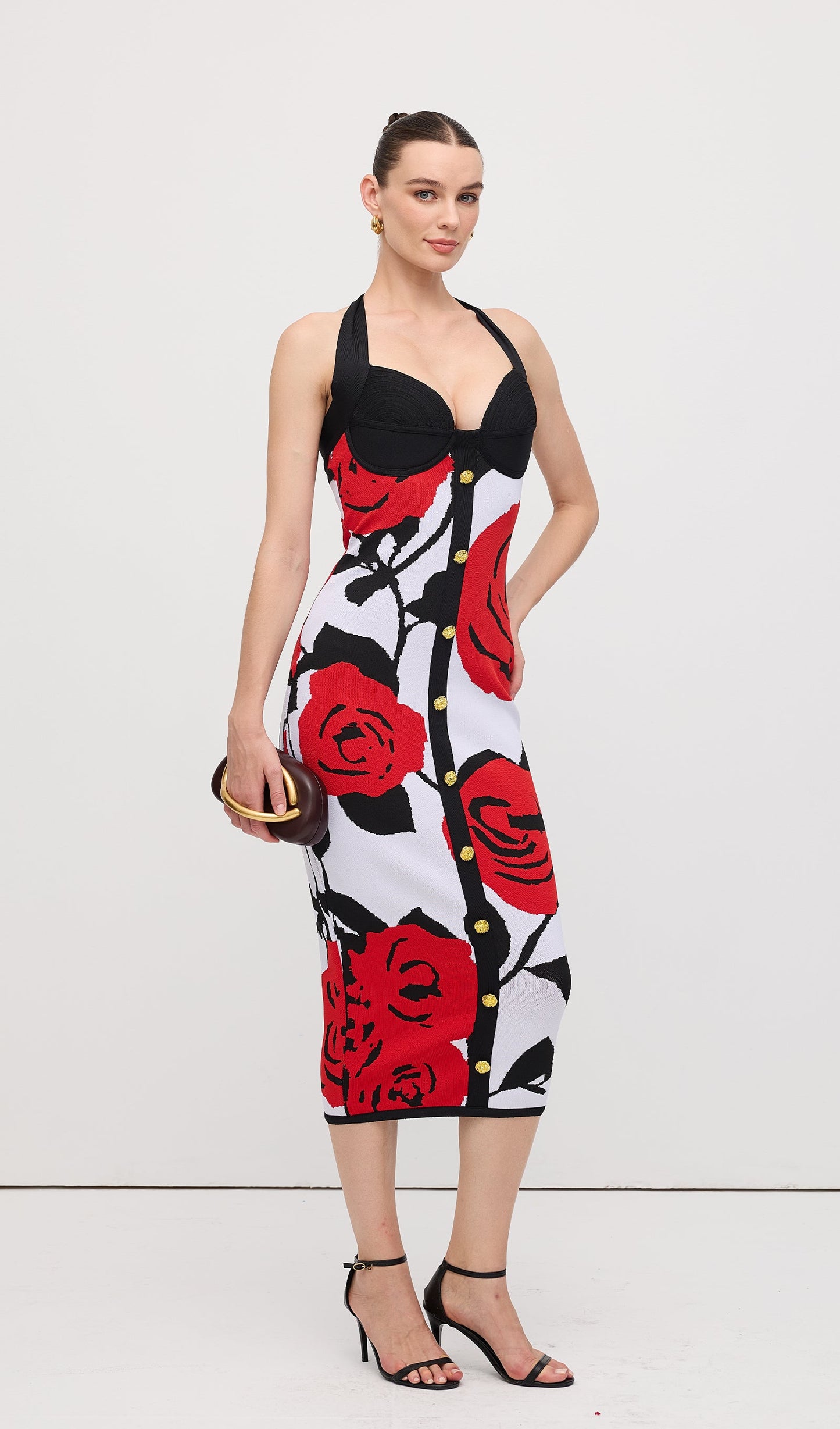 Floral Jacquard Knit Midi Dress