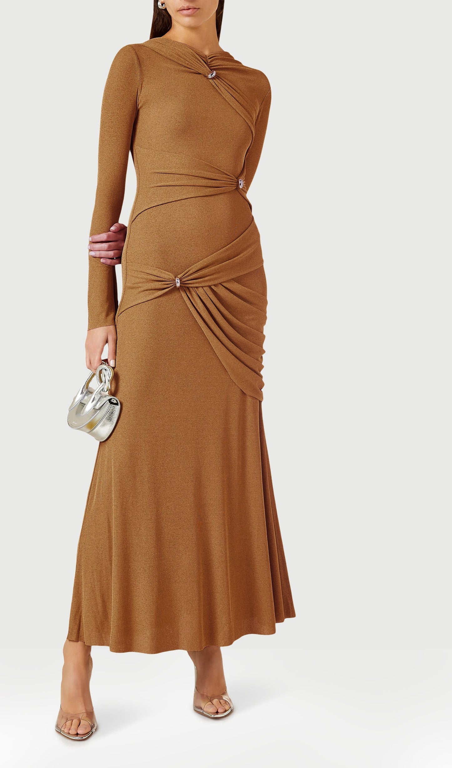 Layali Rose Metal Detail Draped Maxi Dress