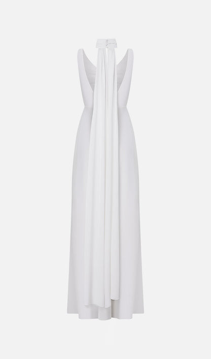 Fitted V Neck Maxi Dress