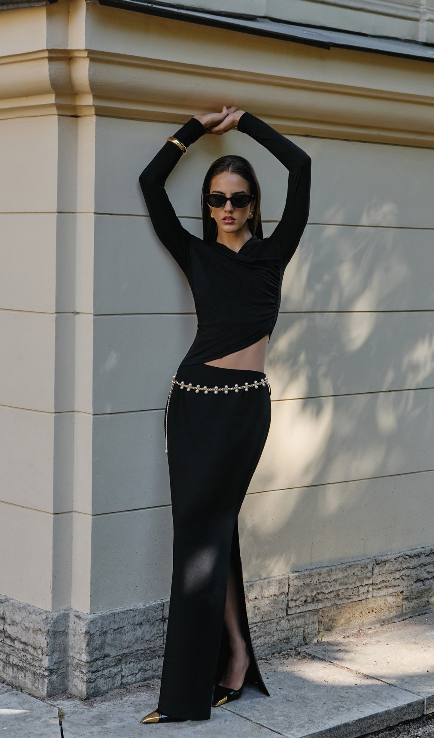 Jersey Long Sleeve Top In Black