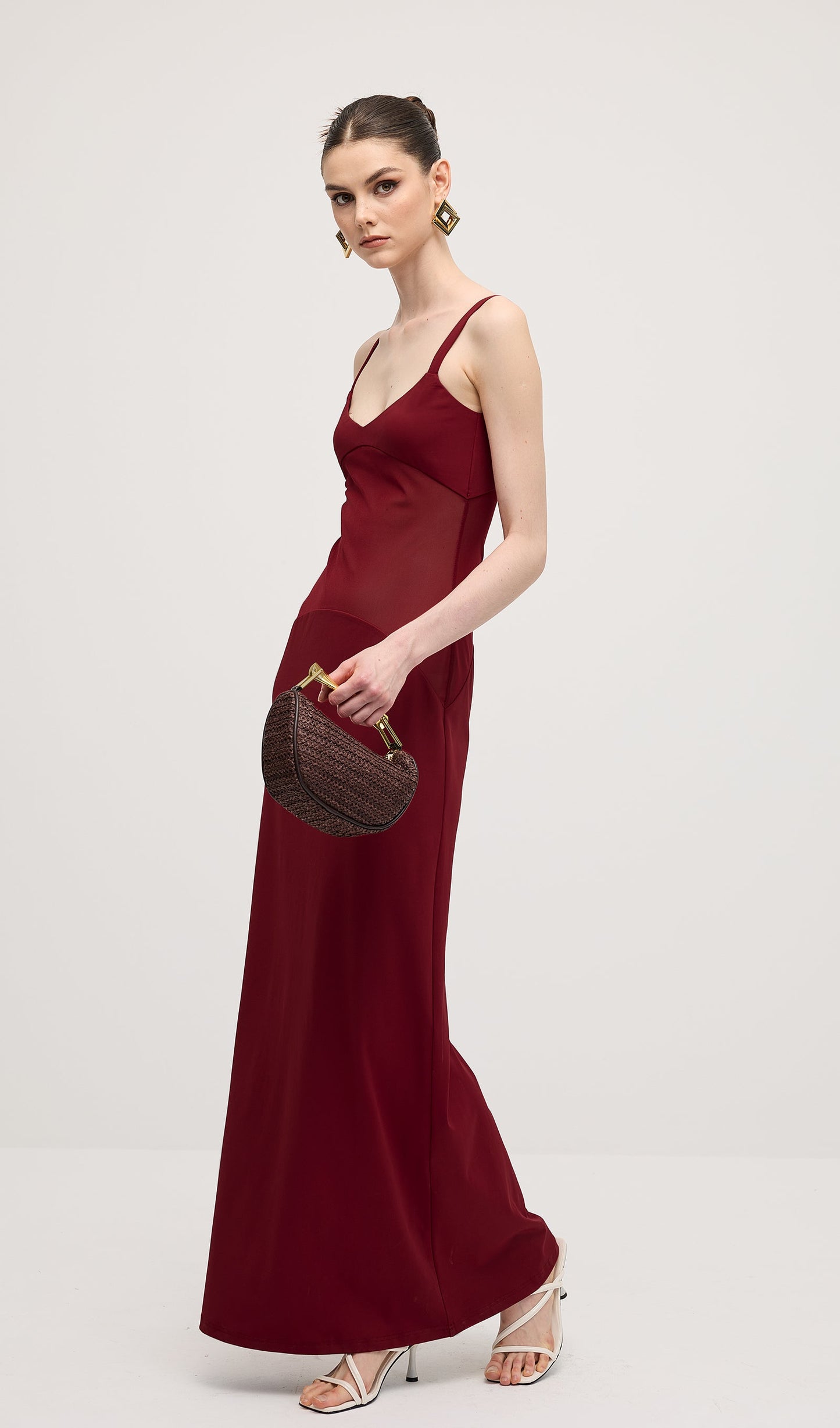 Red Sheer Knit Curve Maxi Dress