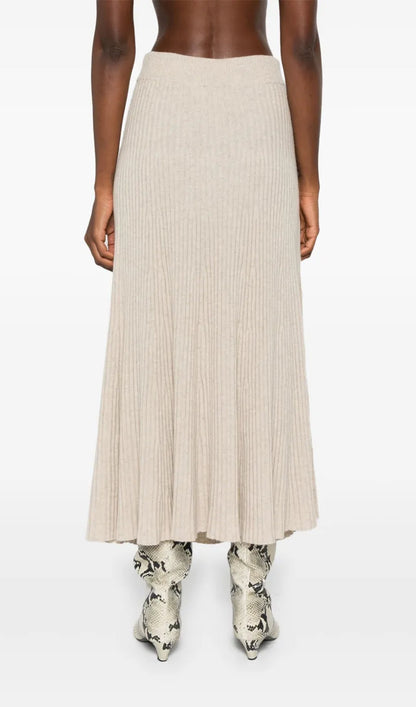 Buttons Ribbed Maxi Skirt