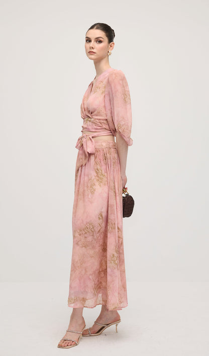 Floral Knot Cut Out Midi Dress Sets
