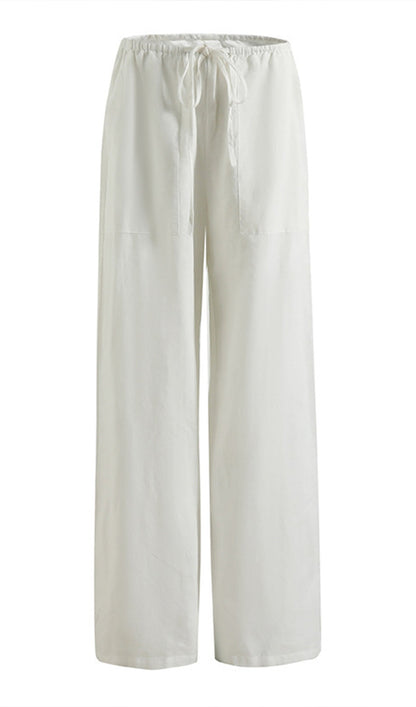 Loose Tie Pants White