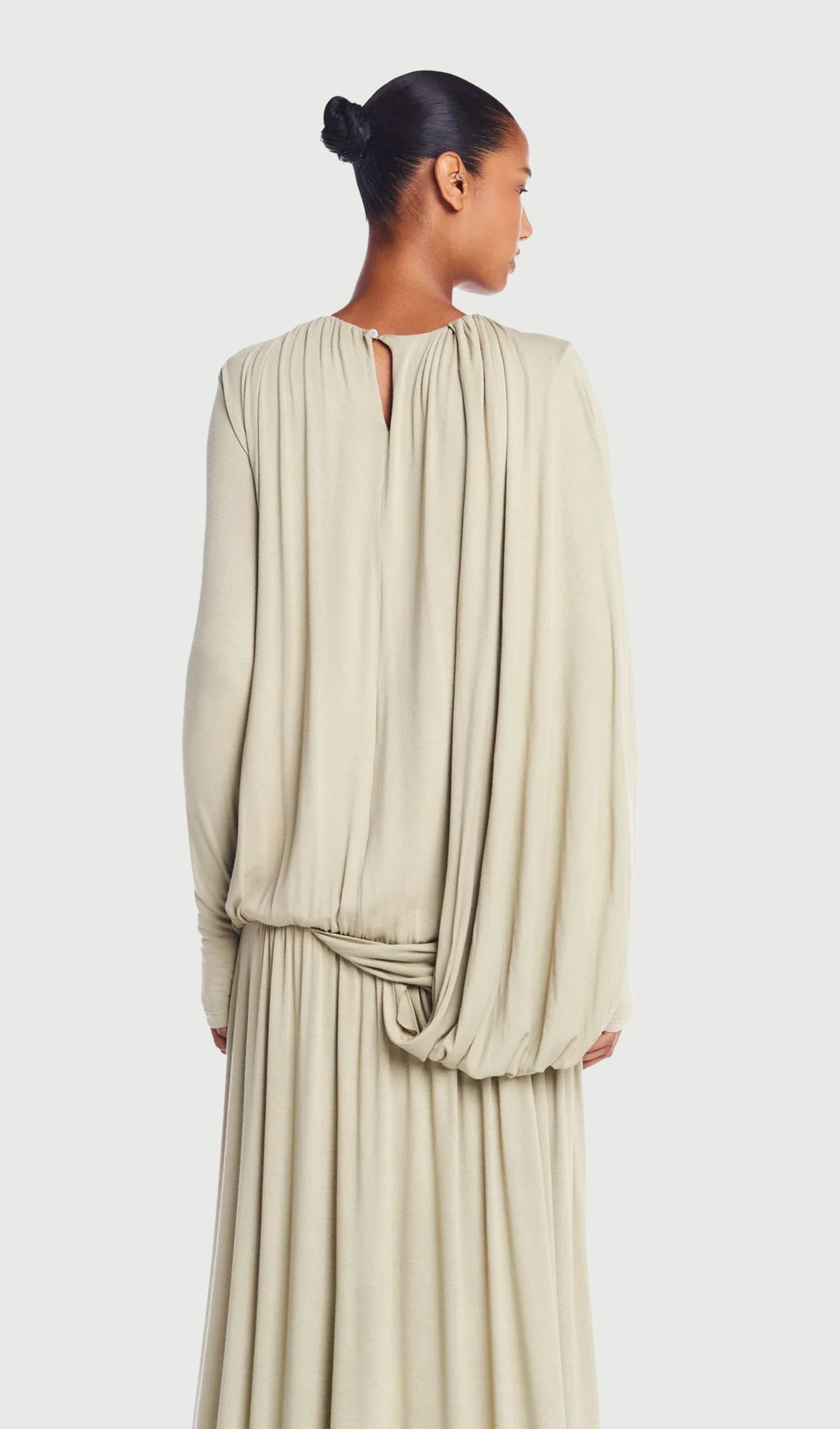 Layali Rose Wide-Sleeved Green Knit Dress