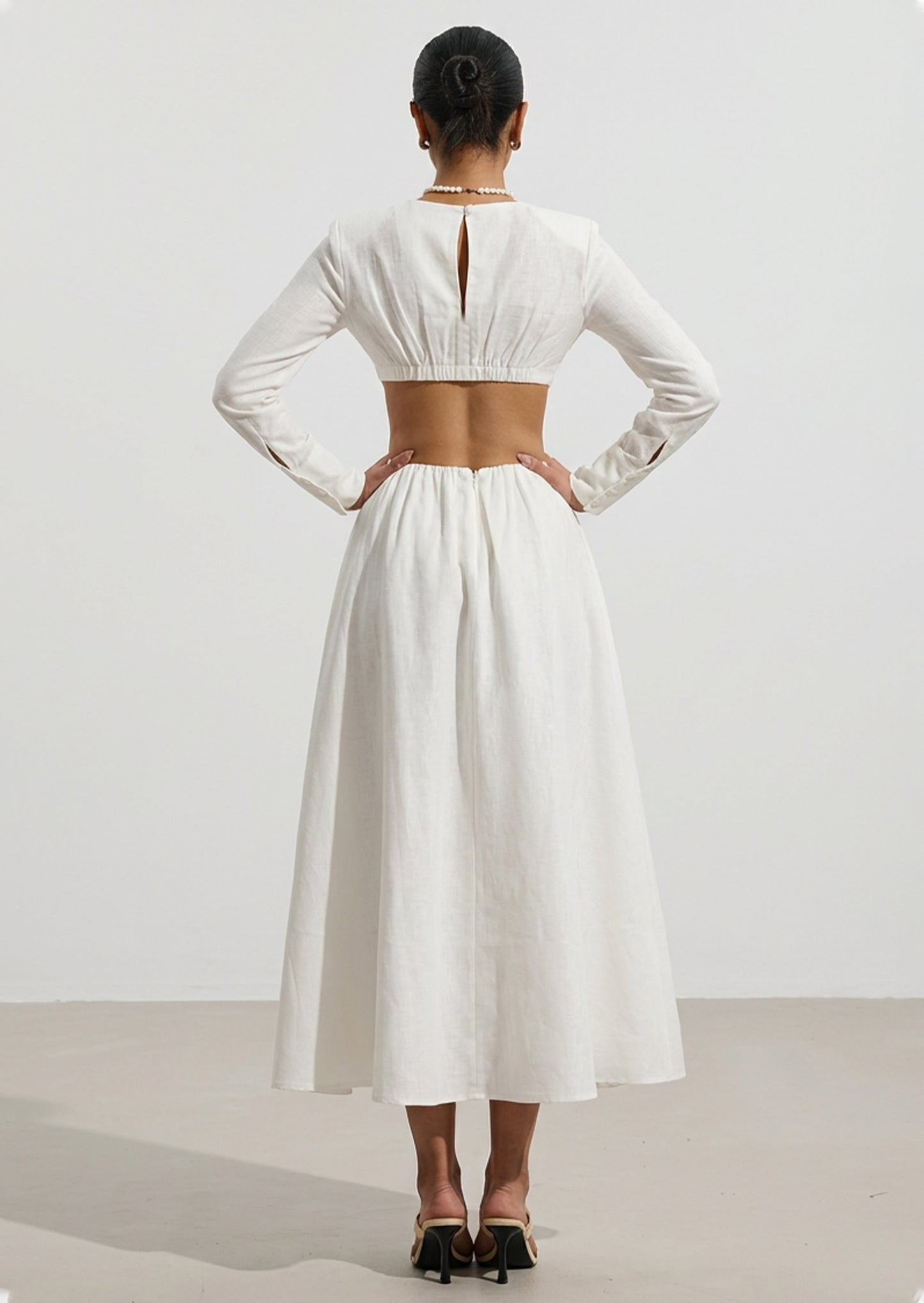 Shirt Bra Top & Gathered Maxi Skir Set
