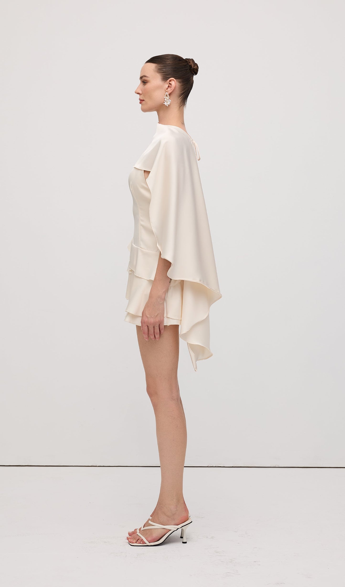Satin Cape Two Piece Mini Dress