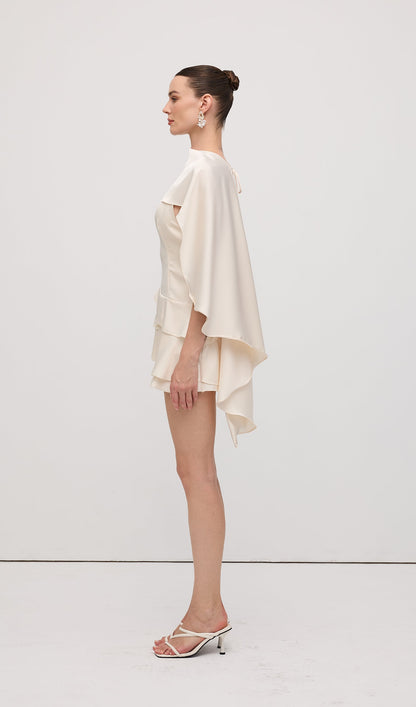 Satin Cape Two Piece Mini Dress