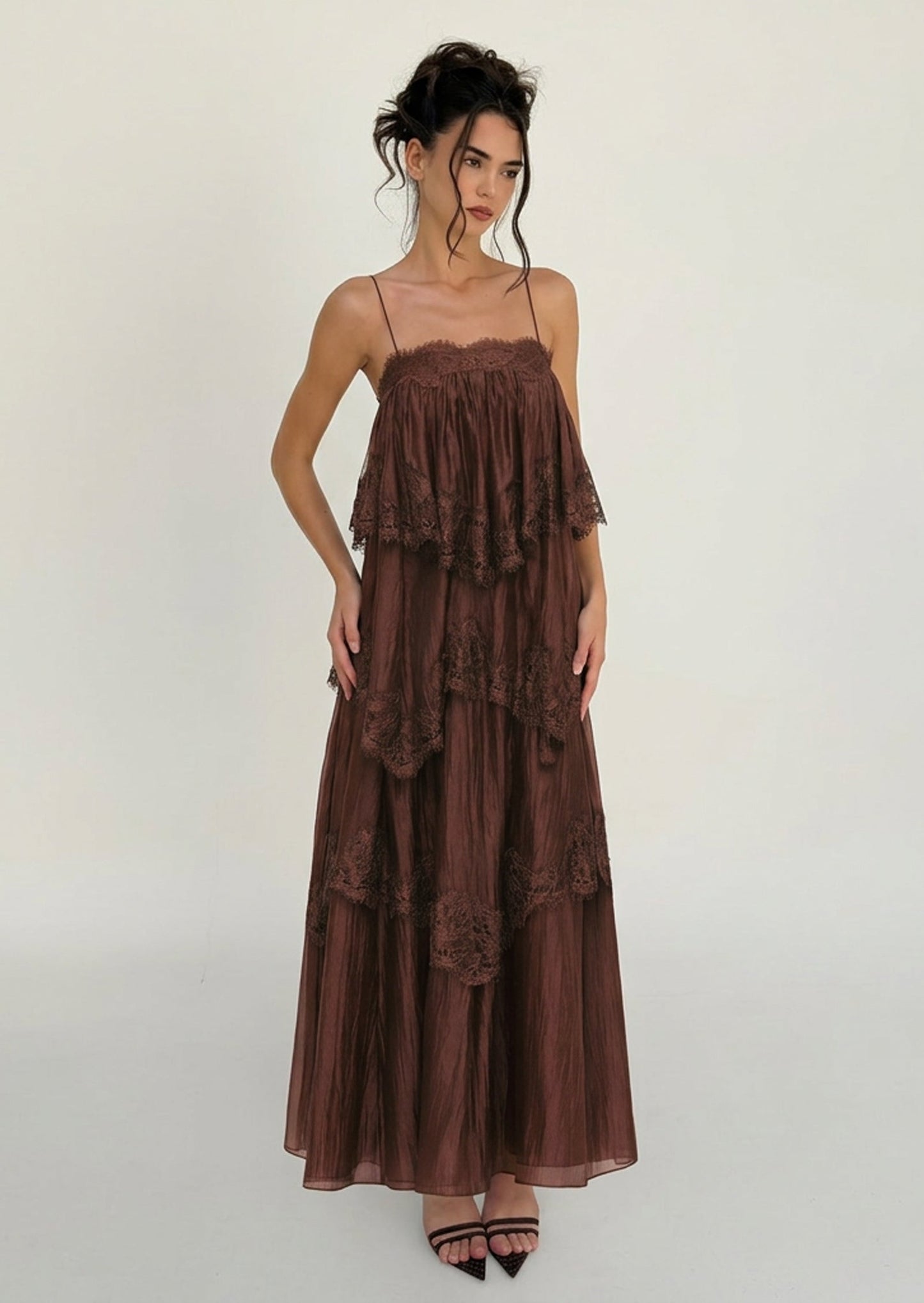 Glein Lace Appliqué Maxi Dress