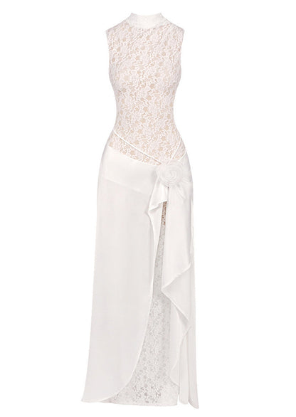 Satin Lace Pleats Gown