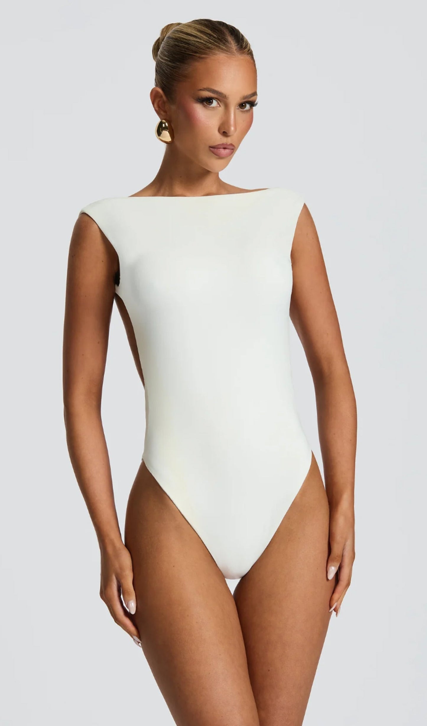 Open Back Bodysuit & Maxi Skirt Set In White
