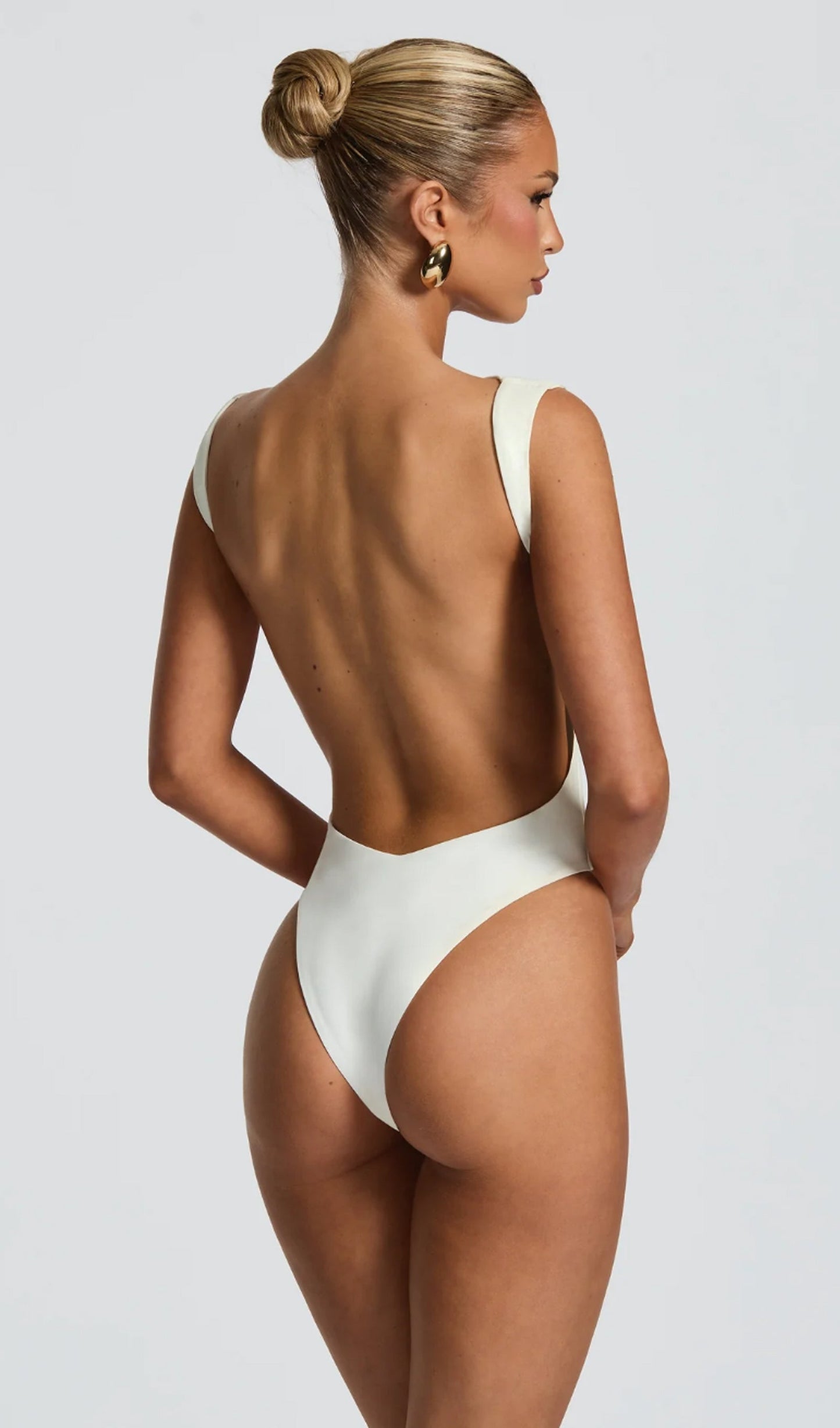Open Back Bodysuit & Maxi Skirt Set In White